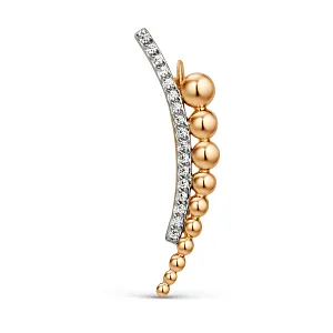 Брошь из красного золота с фианитами