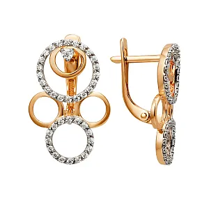 Серьги из красного золота с фианитами