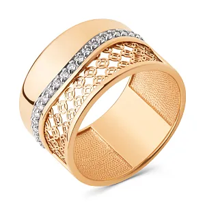 Кольцо из красного золота с фианитами