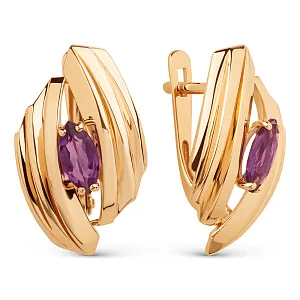 Серьги из красного золота с аметистами