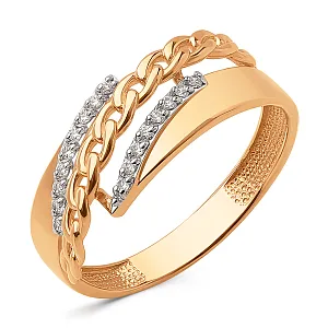 Кольцо из красного золота с фианитами