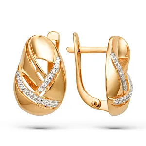 Серьги из красного золота с фианитами