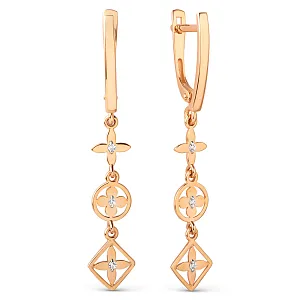 Серьги из красного золота с фианитами