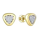 Серьги пусеты из желтого золота с бриллиантами