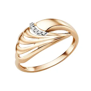 Кольцо из красного золота с фианитами