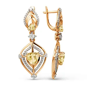 Серьги из красного золота с цитринами