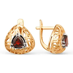 Серьги из красного золота с гранатами