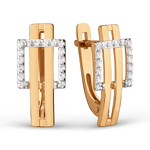 Серьги из красного золота с фианитами