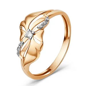 Кольцо из красного золота с фианитами