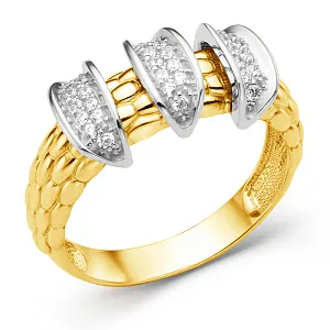 Кольцо из желтого золота с фианитами