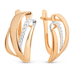 Серьги из красного золота с фианитами