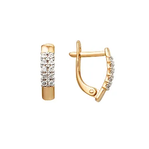 Серьги из красного золота с фианитами