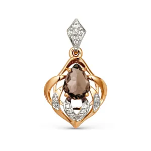 Подвеска из красного золота с раухтопазом