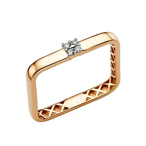 Кольцо из красного золота с фианитами