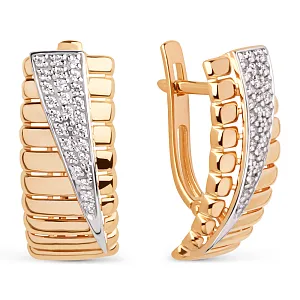 Серьги из красного золота с фианитами