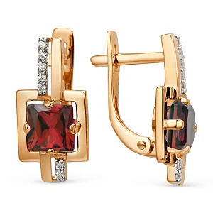 Серьги из красного золота с корундами