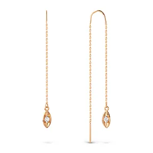 Серьги из красного золота с фианитами