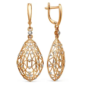 Серьги из красного золота с фианитами