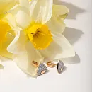 Серьги пусеты из красного золота с фианитами