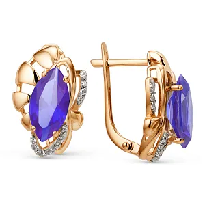 Серьги из красного золота с аметистами