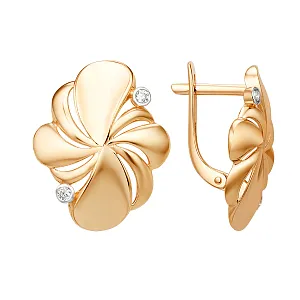 Серьги из красного золота с фианитами