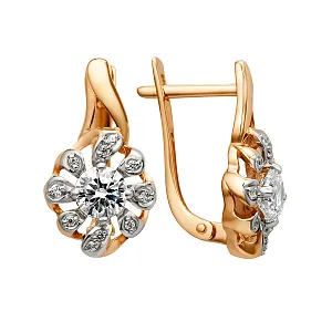 Серьги из красного золота с фианитами