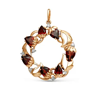 Подвеска из красного золота с гранатами
