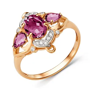 Кольцо из красного золота с корундами