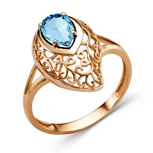 Кольцо из красного золота с swiss топазом