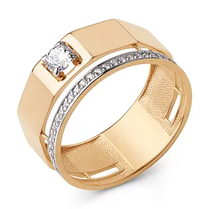 Кольцо из красного золота с фианитами