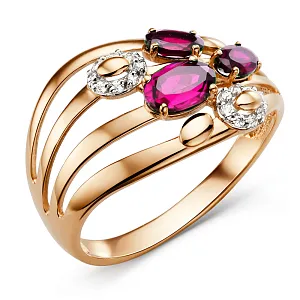 Кольцо из красного золота с корундами