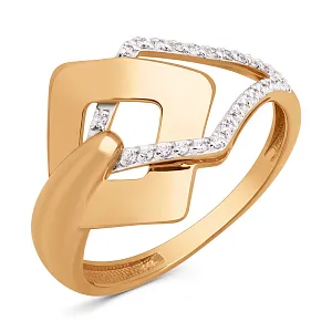 Кольцо из красного золота с фианитами