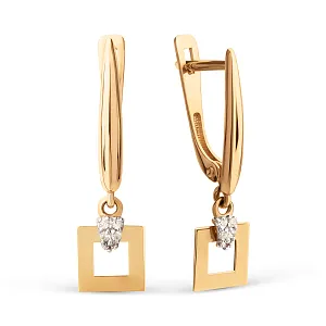 Серьги из красного золота с фианитами