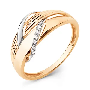 Кольцо из красного золота с фианитами