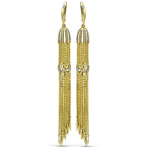 Серьги из желтого золота с фианитами