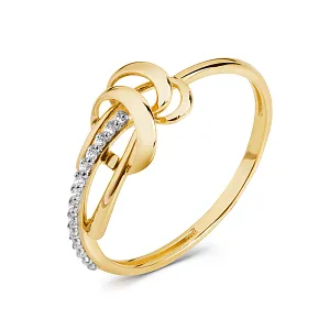 Кольцо из красного золота с фианитами