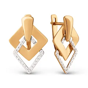 Серьги из красного золота с фианитами