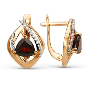 Серьги из красного золота с гранатами