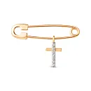 Булавка из красного золота с фианитами