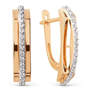 Серьги из красного золота с фианитами