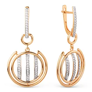 Серьги из красного золота с фианитами