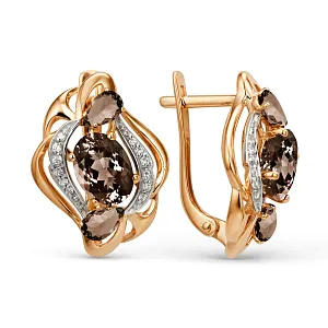 Серьги из красного золота с раухтопазами