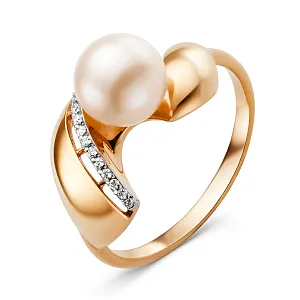 Кольцо из красного золота с фианитами