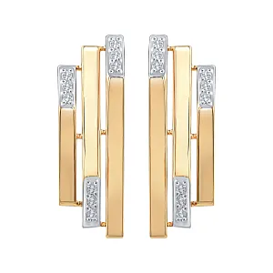 Серьги из красного золота с фианитами