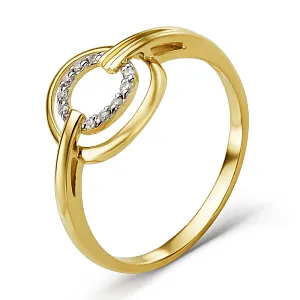 Кольцо из желтого золота с фианитами