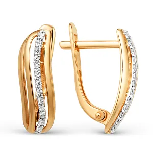 Серьги из красного золота с фианитами