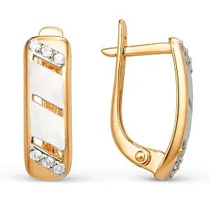 Серьги из красного золота с фианитами