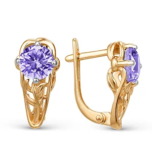 Серьги из красного золота с аметистами