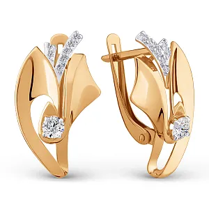 Серьги из красного золота с фианитами