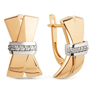 Серьги из красного золота с фианитами